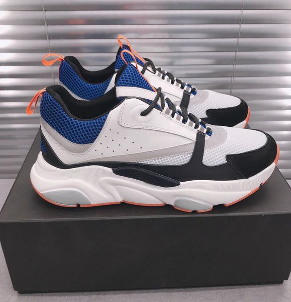 

men's designer b22 running shoes white leather calfskin leisure technology knitting men's and women's eu 35-47, Black