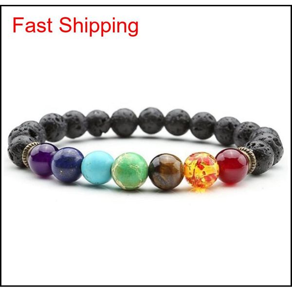

2017 new 7 chakra bracelet men black lava healing balance beads reiki buddha prayer natural stone yoga jlltjc dh_garden