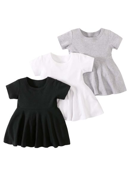 

baby 3pcs solid smock dress she, Red;yellow