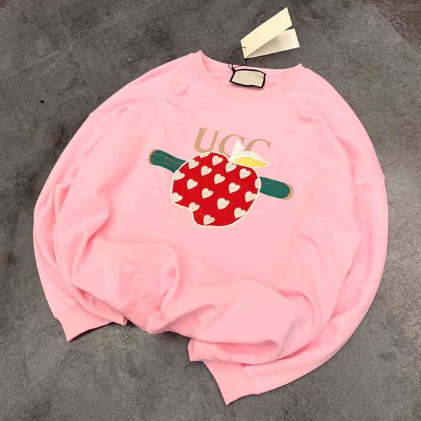 

2022 factory wholesale new gu gujia autumn pink love apple loose round neck sweater korean thin coat fashion women's wear, Black