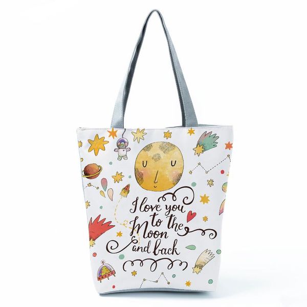 

evening bags letter planet print handbags pretty casual shoulder bag eco friendly shopping portable women's high capacity beach