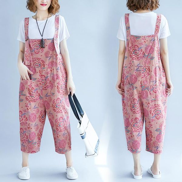 

women's jumpsuits & rompers 2021 spring, summer, and fall women ladies oversized loose printing cotton fashion pants street pant, Black;white