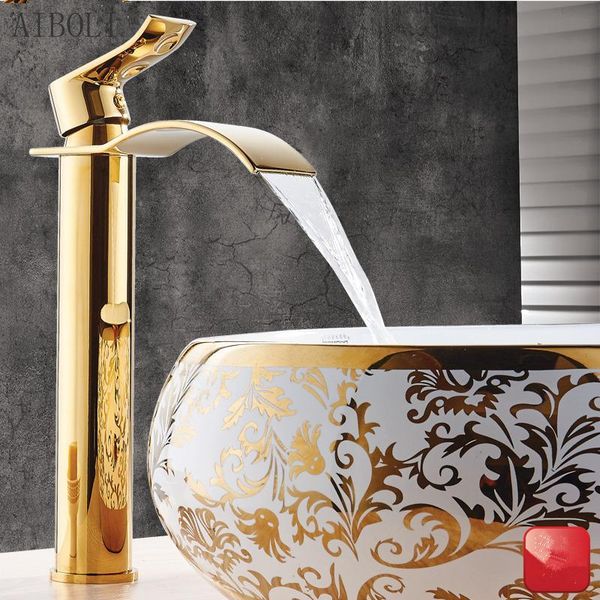 

bathroom sink faucets basin faucet gold and white waterfall brass mixer tap cold