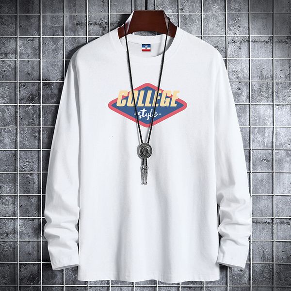 

spring and autumn long sleeve t-shirt men's fattening oversized bottomed cotton round neck loose cloth, Black;white