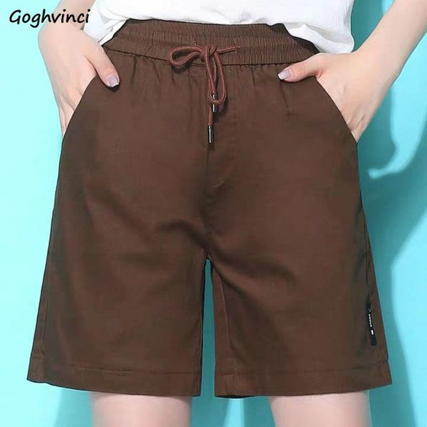 

women's shorts women summer knee-length elastic-waist lace-up solid large-size 5xl cotton korean style womens loose casual fashion chic, White;black