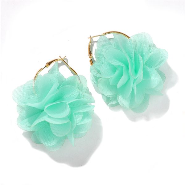 

south korea exquisite hollow out hard yarn cloth earrings new fashion bride pgraphy flower ear jewelry, Silver