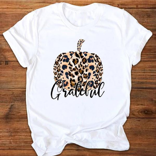 

graphic leopard pumpkin cute thanksgiving women t shirts autumn fall halloween print clothes lady tees female shirt womens, White