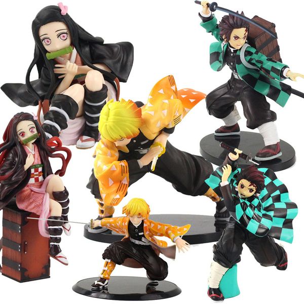 

kimetsu no yaiba nezuko tanjirou zenitsu giyuu inosuke pvc action figure anime demon slayer figurine toys c0220