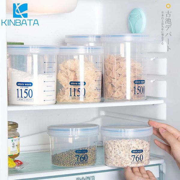 

storage bottles & jars japan kinbata. circle cover type seal up pot grain coarse cereals tank bring scale transparent box