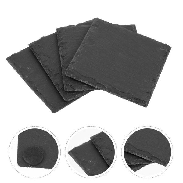 

mats & pads 8pcs vintage tea-cup cushions black coasters for kitchen home decors (black)