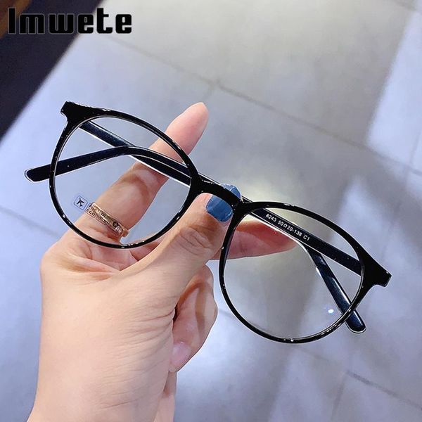 

fashion sunglasses frames imwete anti blue light glasses women transparent round frame men computer eyewear flat mirror spectacles tr90, Black