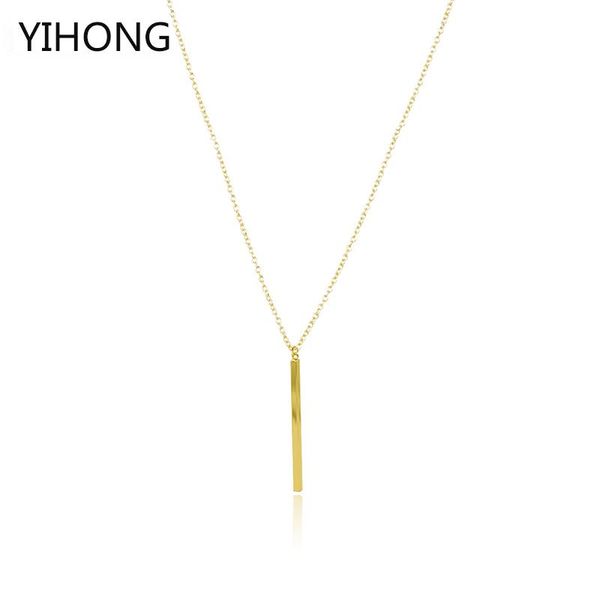 

pendant necklaces bar long chain necklace simple design jewelry for fashion women bijoux feme, Silver