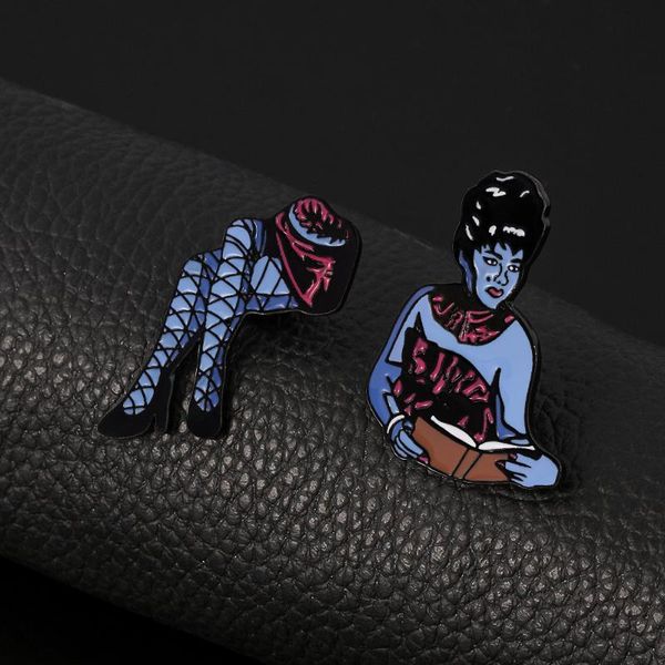 

pins, brooches beetlejuice - half lady pin halloween horror art decor lydia deetz enamel brooch, Gray