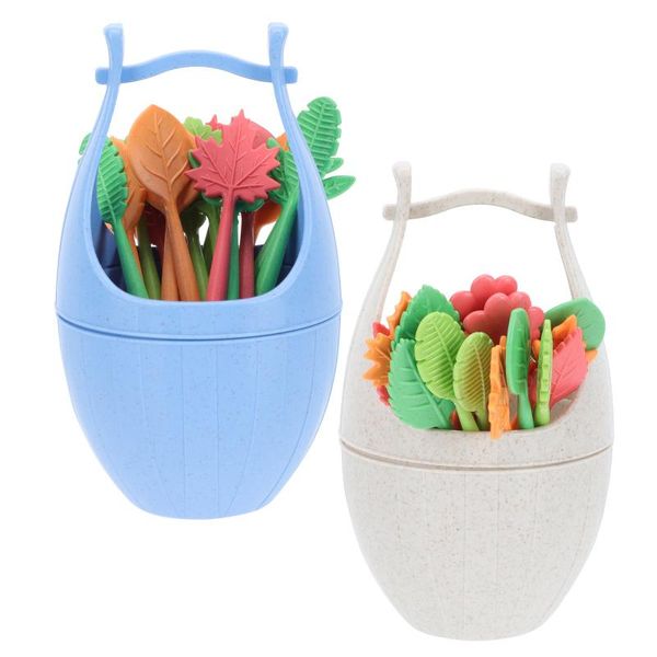 

forks 2 sets of long handle wheat straw household coffee sticks