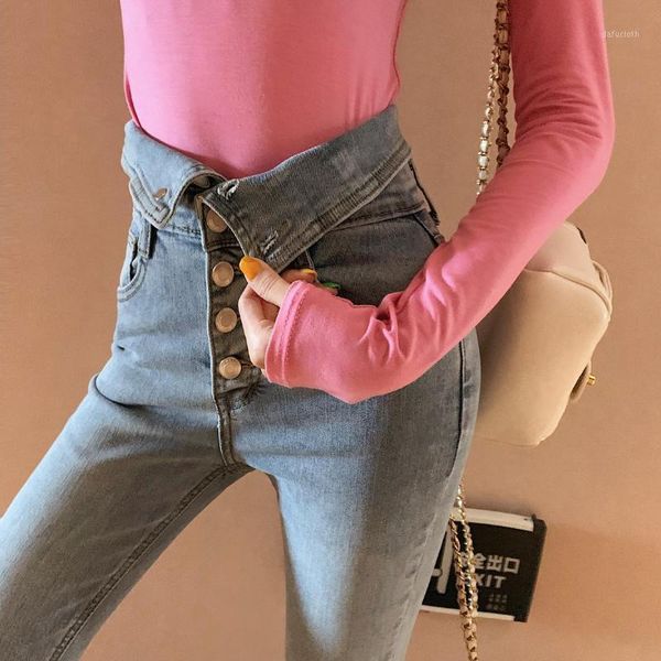 

slim jeans for women skinny high waist woman denim pencil pants blue and black women's
