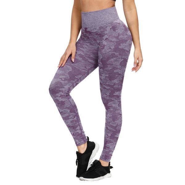 

high women's single long waist broek elastic leggings camouflage pattern hip push up ladies fitness legging, Black