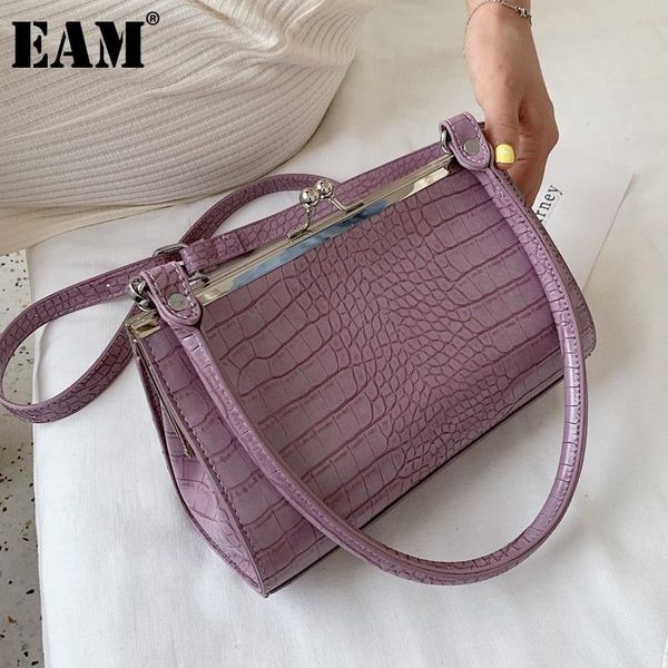 

shoulder bags [eam] women spring frame handbag pu leather flap personality all-match crossbody bag fashion tide 2021 18a2078