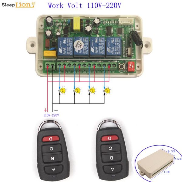 

ac 85v-220v 4 ch 4ch wireless switch smart home led light bulb on off receiver kit remote control and receiver 110v 220v
