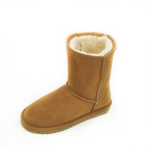 

boots "women 's cylinder leisure flat cattle in the velvet warm water proof leather with furry size35.43.44.45 girls, Black