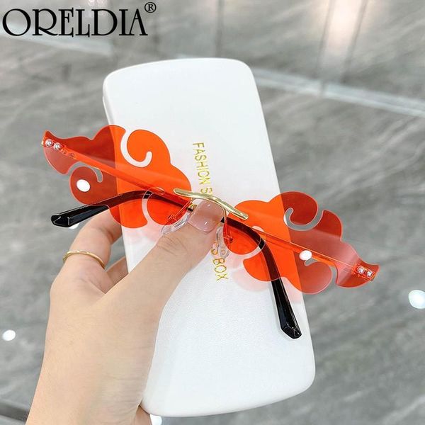 

sunglasses punk rimless 2021 fashion women men colorfuls red cloud sun glasses lady brand designer eyewear retro uv400, White;black