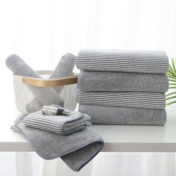 

towel coral fleece bamboo fiber bath striped beach absorbent thickened household