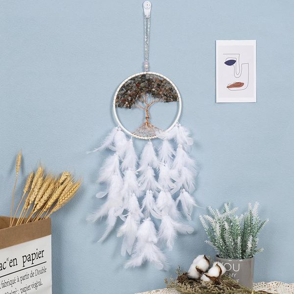

decorative objects & figurines home decor dream catcher white gravel colorful stone tree accessories feather dreamcatcher pendant wall hangi