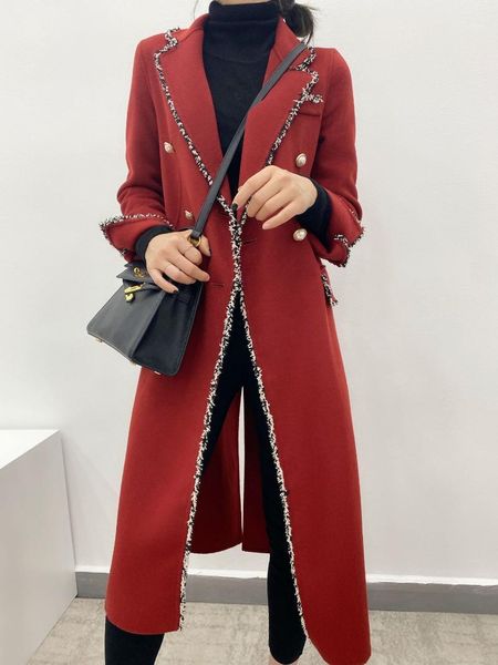 

women's wool & blends winte tassel coat small fragrance woolen women winter 2021 coats and jackets tweed jacket, Black