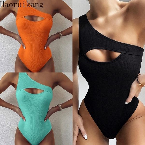 

one-piece suits women bandeau bandage bikini set push-up one-shoulder hollow out brazilian swimwear beachwear