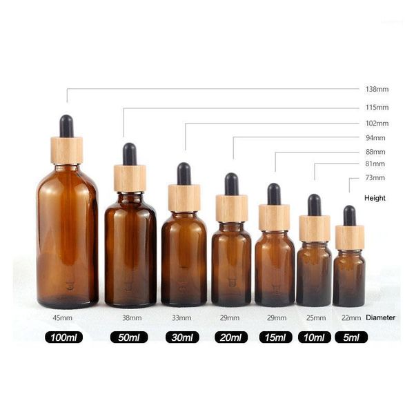 

storage bottles & jars 10ml 15ml 30ml bamboo cap glass bottle dropper eco-friendly lid essential basic pipette refillable contai