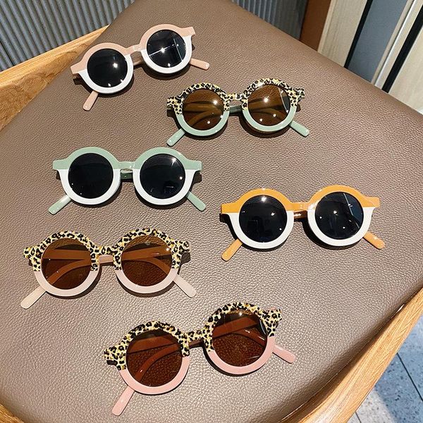 

new fashion children sunglasses anti-uv round-shaped leopard glasses kids pgraphy props outdoor beach protection glasses, Yellow