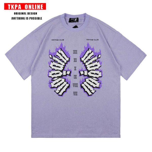 

tkpa guochao hip hop trend short sleeve t-shirt for men and women, White;black