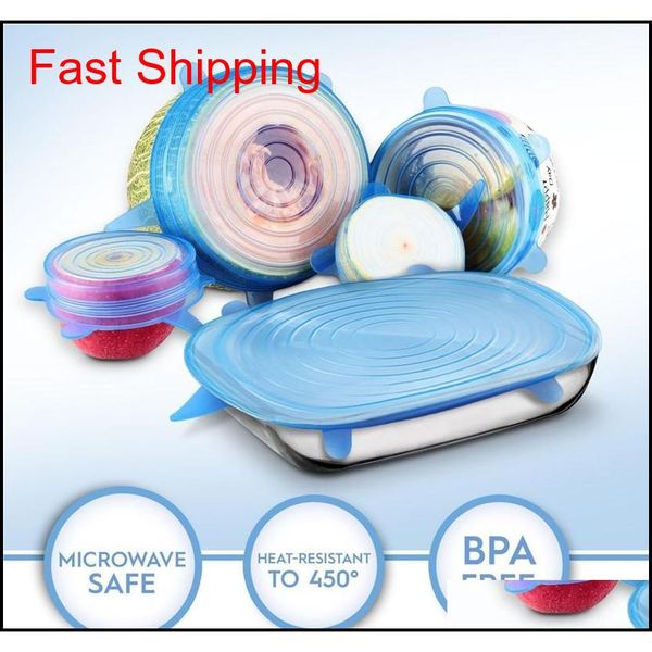 

6pcs/set sile stretch suction pot lids reusable fresh keeping wrap universal seal lid pan cover ser cover jllqxe jjxh
