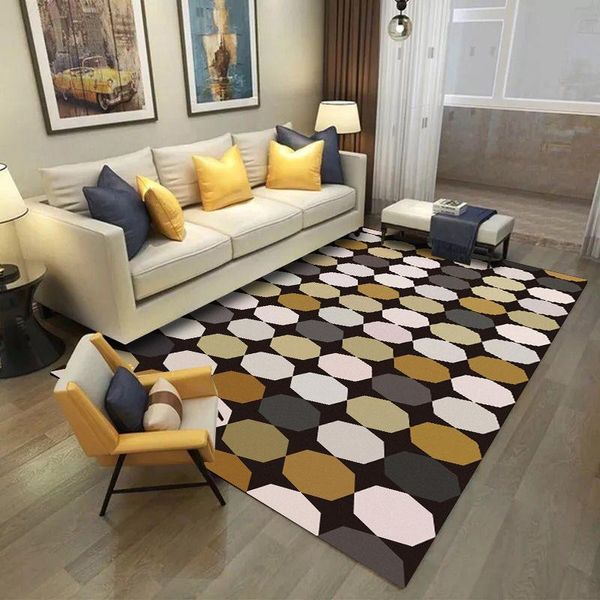 

carpets modern fashion carpet multilateral circle yellow gray white for living room bedroom crystal velvet anti-slip floor mat
