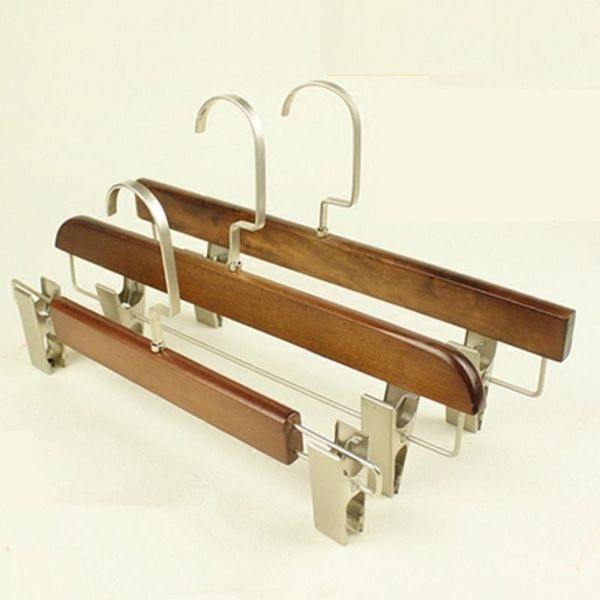 

hangers & racks 10 pcs/lot high-grade wooden pants hanger with yogon hooks solid wood trousers clothing shop display el clothes dry