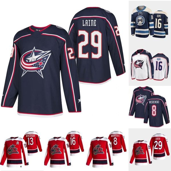 

columbus blue jackets patrik laine jersey max domi elvis merzlikins zach werenski jakub voracek 28 oliver bjorkstrand gustav nyquist chinakh, Black;red
