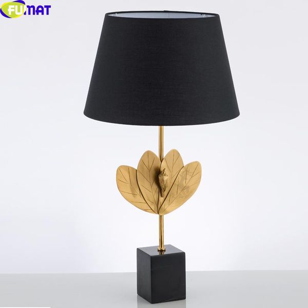 

fumat nordic lotus flower design desk lights with marble base table lamps for living room bedroom modern black lampshade light