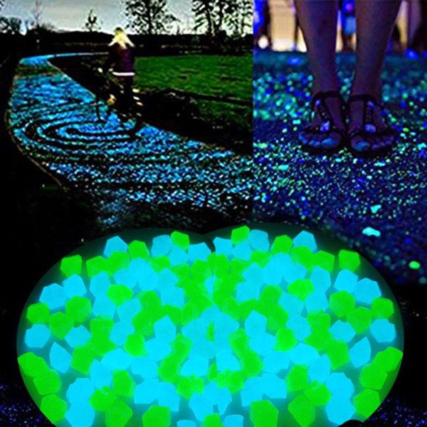 

garden decorations 20/50/80pcs glow stones pebbles luminous rocks ornaments outdoor fish tank yard decor