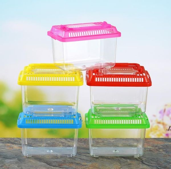 Newlittle Pet Rabbit House Mini Clear Hamster Cage Bonito Transparente Plástico Pedido Peixe-Peixe Turtle Tigela Com Punho Portátil Muitas Cores Ewa5530