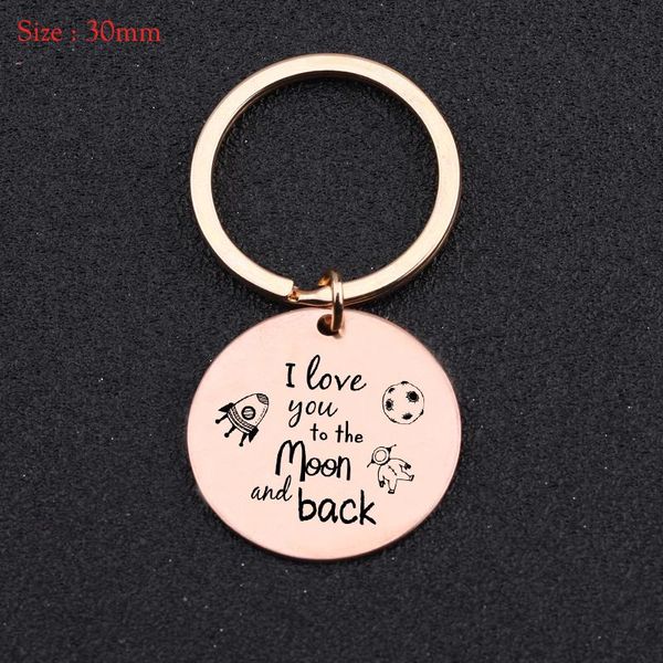 

keychains engraved i love you to the moon and back round keychain for couple lovers love's valentine's day gift fashion key ring t, Silver