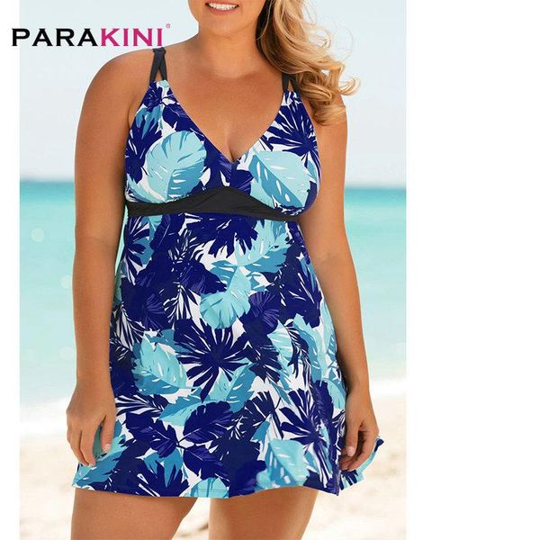 

parakini new plus size bohemia tankini swimwear female two piece printed halter padded swimsuit swimming skirt sport swimdress