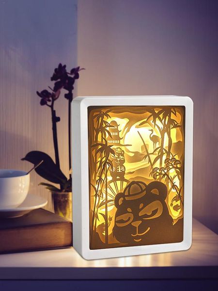 

party decoration 3d led lamp paper sculpture night light diy handmade papercut carving for halloween christmas home