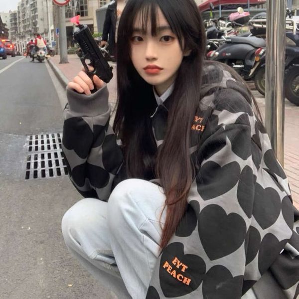 

autumn love hoodie for women fashion cardigan design sense of, Black;brown