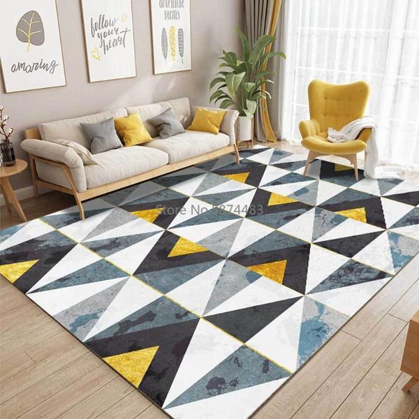 

carpets fashion gold blue retro triangle stitching kitchen living room bedroom bedside carpet floor mats custom