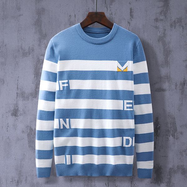 

leisure youth round collar striped fancy yarn pullover long sleeve korean knitwear fashion men's sweater wholesale 1-54 4b16, Black