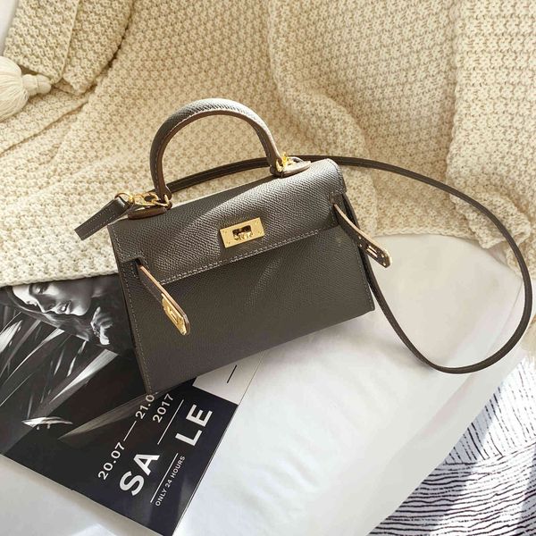 

outlet cowhide high-grade small sense generation second purple hand women's mini tinware gray bag yw yw luxurys designers bag