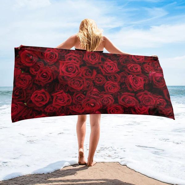 

towel red rose flower wall bath swimming bathroom accessories microfiber beach towels yoga mat