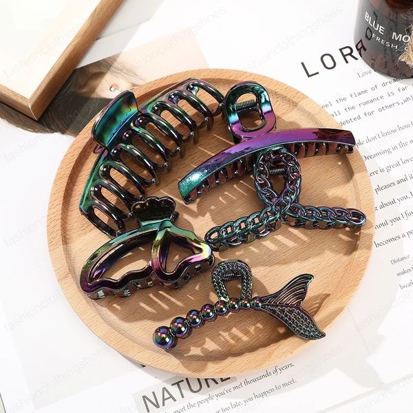 

colorful hairpin hair claws barrettes for women ponytail cilp headwear fashion hair accessories, Slivery;white