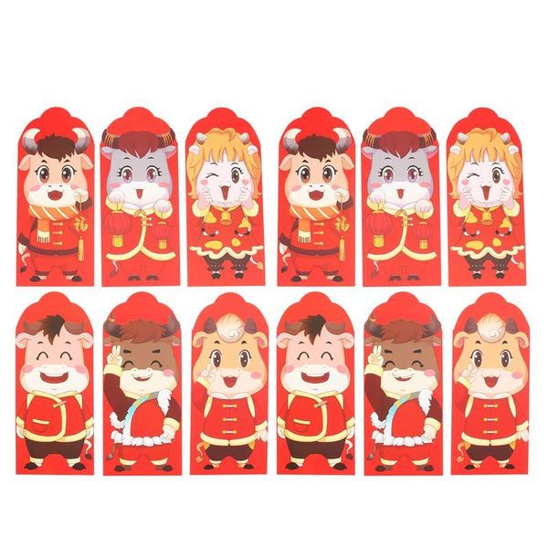 

12pcs new year gift red envelopes creative red packet cartoon money bag