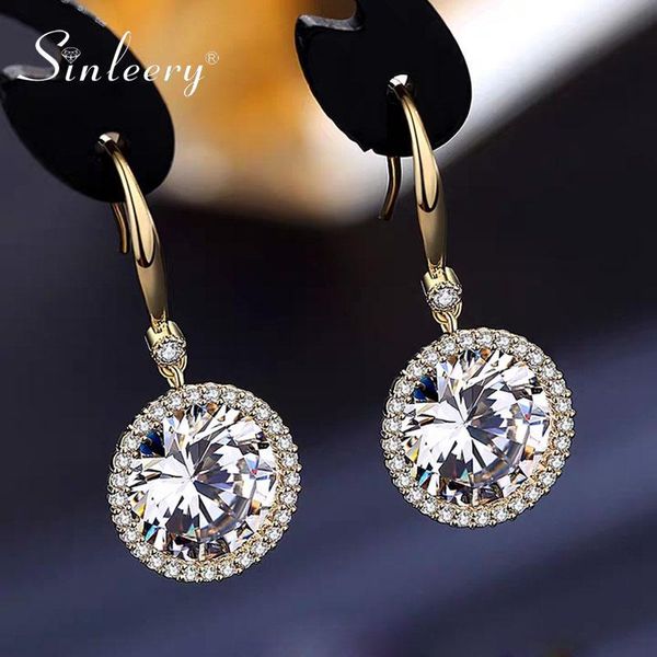 

dangle & chandelier sinleery classic round cubic zirconia earrings women gold silver color earring fashion jewelry es817 ssa