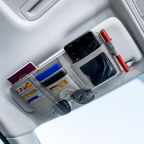

car organizer styling visor sun storage pouch sunglasses holder card ticket pocket